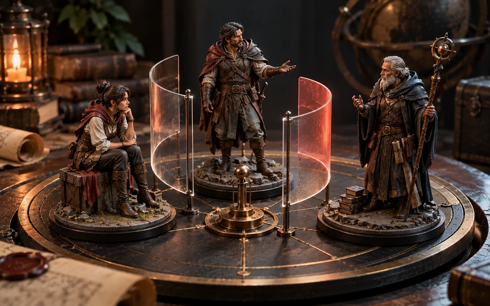 Three stylised character figures representing experiments with AI-powered NPC interactions.